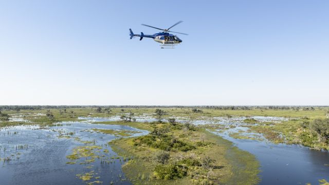 Flug mit dem Helikopter ins Okavango-Delta