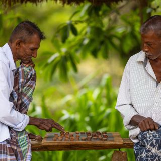 Einheimische beim Schach spielen in Sri Lanka