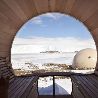 Wellness in der Antarktis – Sauna mit Panoramablick