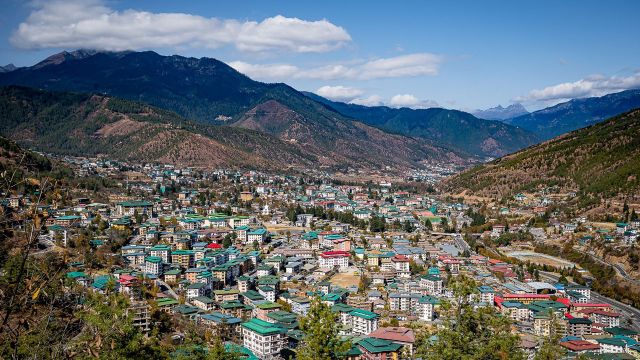 Blick auf die Hauptstadt Thimphu