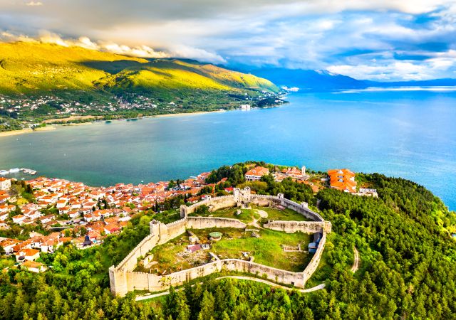 Luftaufnahme von Samuels Festung in Ohrid